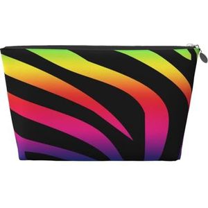 FZGGWYHL Zebra Print Gedrukt Lederen Reizen Toilettas Zip Cosmetische Tas Travel Organizer, Zilver, Eén maat