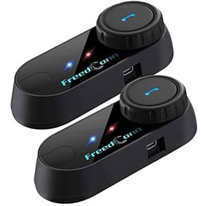 FreedConn T-COM VB Bluetooth headset, helm intercom, communicatiesysteem voor motorfietsen, GPS, FM-radio, handsfree, bereik 800 m, 2-3Riders Pairing dubbelpak