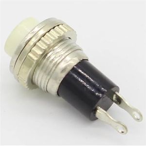 6 stuks zwart/groen/geel/blauw/wit/rood OFF-momentan ON 0,5 A 250 VAC drukknopschakelaar met afstandsbediening 10 mm (wit)