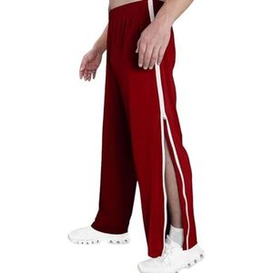 Revalidatiebroek Heren Joggingbroek Met Zijopening, Lange Afscheurbroek Met Wijde Pijpen En Doorlopende Ritssluiting, Vrijetijdsbroek, Losse, Casual Trainingsbroek (Color : Rouge, Size : L)