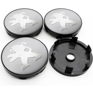 SJZZJMZ 4 stuks auto wielnaafdoppen voor Peugeot 206 308 307 207 208 3008 407 508 56mm auto wieldoppen wieldoppen stickers vervanging A