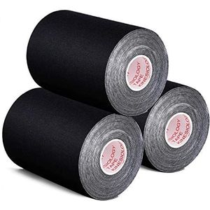 TOBWOLF Kinesiologie Tape Set, Elastische Katoen Physio Tape, Ademend Therapeutische Sport Tape Pain Relief & Spierondersteuning - 5cmX5m/7,5 cmX5m/10cmX5 m (3 rollen 10 cm x 5 m, zwart)
