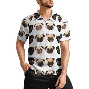 Zwart Geel Bulldog Heren Golf Polo Shirts Klassieke Fit Korte Mouw T-Shirt Gedrukt Casual Sportkleding Top 3XL