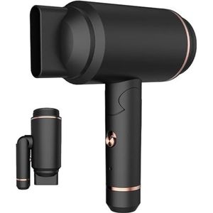 Oplaadbare draadloze haardroger, opvouwbare reishaardroger, mini-USB-haardroger met warme en koude lucht, voor vrouwen, kinderen, camping, strand, zwart