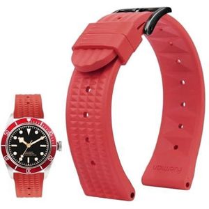 20mm 22mm rubberen horlogeband geschikt for Seiko IWC Citizen wafelband armbanden mode universele heren duiker siliconen sporthorlogeband (Color : Red-black, Size : 20mm)