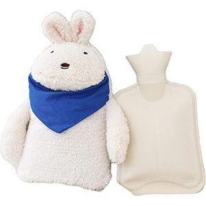 Mini warm water bottlehot, warmwaterkruik schattige dierlijke vorm rubber warmwaterwarmer tas winter warm pluche stof waterinjectie warmwaterkruik (maat : blauw) (Maat: blauw)