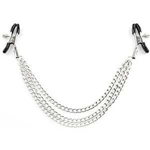 Nipples Breast Clamp with multiple chains | Adjustable Metal Nipple Clamps | Entertainment Clip for Women | Non-Piercing Nipple Rings Clip | On Nipple Rings Decorative Clip Accessories (Silver)