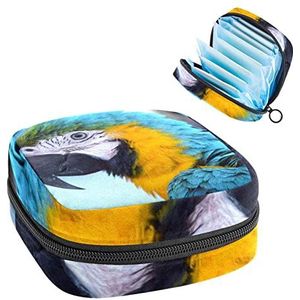 Periode Pouch Draagbare Tampon Opbergtas,Tampon Houder voor Portemonnee Vrouwelijke Product Organizer,Papegaaienpatroon, Meerkleurig, 4.7x6.6x6.6 in/12x17x17 cm