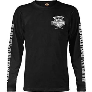 Harley-Davidson Men's Skull Lightning Crest Graphic Long Sleeve Shirt, Black