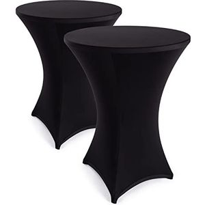 Blumtal Statafelhoezen Stretch 2-Pack - Hoogwaardige tafelhoezen voor hoge tafel (bistrotafel, bartafel, statafel), 60-65 cm, Zwart