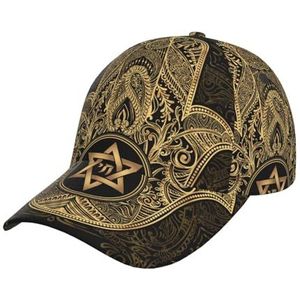 501 Denim Papa Hoed Gouden Geweven Marmer Outdoor Cap Verstelbare Vader Hoed Vintage Trucker Hoed voor Strand Running Reizen, 54, M