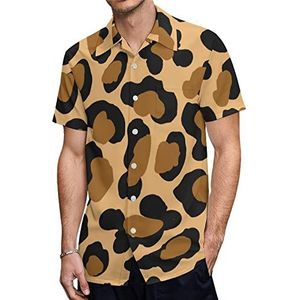 Luipaard Cheetah Wilde Kat Spots Patroon Heren Hawaiiaanse Shirts Korte Mouw Casual Shirt Button Down Vakantie Strand Shirts L