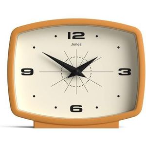 Jones Clocks® Film bureauklok | Retro rechthoekig ontwerp | Mosterd geel | Stijlvol retrodesign met moderne twist voor plank, tafel, schoorsteenmantel of nachtkastje