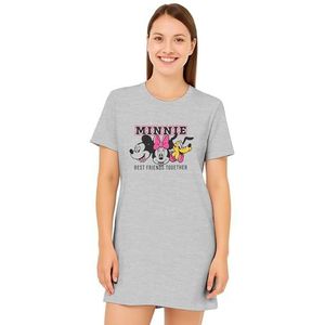 Disney Minnie Mouse nachthemd voor dames - Best Friends Together slaapshirt pyjama korte mouwen bovendeel grijs, grijs, XL