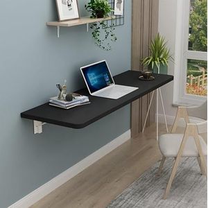 JAVYPPT Wandgemonteerde klaptafel, opvouwbaar wandgemonteerd bureau, ruimtebesparend opvouwbaar zwevend bureau voor studie, drop-leaf tafels voor kleine ruimtes (zwart, 70 x 30 cm)