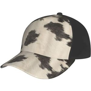 YFSGDLBN Koeienhuid Gedrukt Baseball Cap Neutraal Sport Cap Zwart, Zwart, 5-7