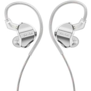 FIIO JD1 High Performance Dynamische Driver HiFi Bass Stereo in Ear Monitor Hoofdtelefoon Sport Gaming Oordopjes met Microfoon (Zilver) (Zilver)