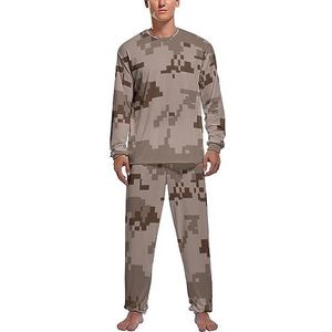 Rode Camouflage Zachte Heren Pyjama Set Comfortabele Lange Mouw Loungewear Top En Broek Geschenken 2XL