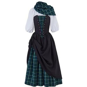 SFWXCOS Burgeroorlogskostuum voor dames, met sjaal, gothic, Victoriaanse jurk, vintage, 18e middeleeuws renaissancekostuum