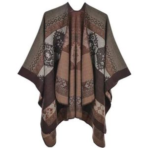 UBOHUZ Winter Mode Poncho Vrouwen Capes Sjaal Dames Sjaals Warme Sjaals Wraps Vrouw Poncho's Voor Lente Herfst Winter, Rhombic-koffie, One size