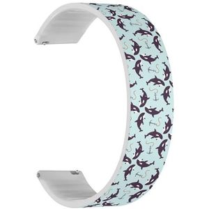 Solo Loop Bandje compatibel met Forerunner 645/645 Music, Forerunner 55, Garmin Forerunner 245/245 Music (Killer Whale Grunge Vintage), snelsluiting, 20 mm rekbare siliconen band, accessoire,