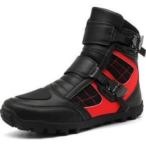 Hiuzylqx Motorlaarzen voor heren, rubberen zool, beschermende motorsportschoenen, enkellaarsjes met antislipzool, raceschoenen,zwart,39 EU