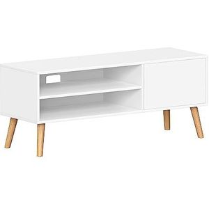 VASAGLE TV-meubel, lowboard, TV-meubel voor TV's tot 55 inch, 120 cm lang, TV-tafel, voor woonkamer, industrieel ontwerp, wit LTV120T46