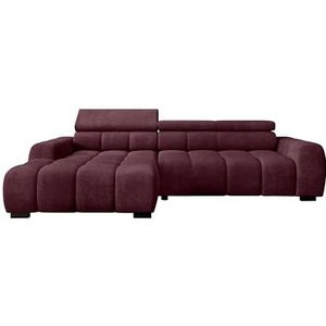 DomoHome hoekbank Bull – moderne stijlvolle hoekbank, verstelbare zitting, zonder slaapfunctie, hoogwaardige Eden-stof, linkse lay-out, afmetingen: 285x168x97 cm, kleur: lila