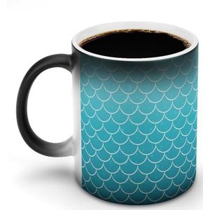 Blauwe Zeemeermin Scalsl Ceramische Koffiemok 12oz Kleur Veranderende Mokken Brede Koppen Hittegevoelige Verkleuring Koppen
