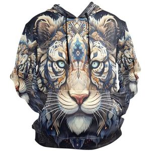 KAAVIYO Cool Tiger Head Hoodie Hooded Athletic Sweatshirts 3D Print Hoodies voor Meisje Jongen Mannen (Gezondheid Stof), Patroon, M