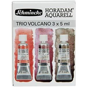 Schmincke HORADAM® AQUARELL, Super Granulatie Trio Vulkaan, 5 ml tubes, 74 890 097, kartonnen set, zeer sterk granulerende kleuren, fijnste, super granulerende aquarelverf
