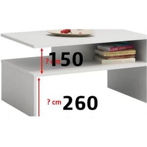 Oggi Chelles Witte salontafel met opbergvak en metalen poten, 80 x 50 x 40 cm, modern design van hout, woonkamertafel met plank, Scandinavische stijl