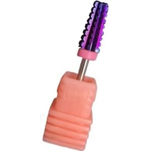 DHRCONPA Paarse geplateerde 5-in-1 hardmetalen nagelboorbits met snijkant, 2-weg boren, taps toelopende bitfrees for manicure, nagels en accessoires