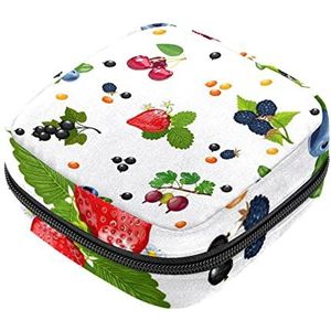 Maandverband Opbergtas, Vrouwelijke Product Pouches Draagbare Periode Kit Tas voor Meisjes Vrouwen Dames Kleurrijke Fruit Patroon, Meerkleurig, 4.7x6.6x6.6 in/12x17x17 cm