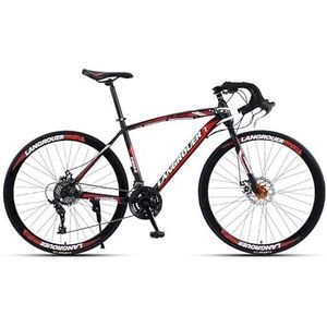 Racefiets 700C Volwassen fiets met variabele snelheid Schokabsorberende dubbele schijfremfiets (Color : Black-red, Size : 30-SPEED_40MM)