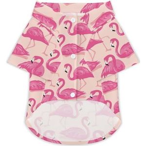 Roze Flamingo's Hond Hawaiiaanse Shirts Gedrukt T-Shirt Strand Shirt Huisdier Kleding Outfit Tops 3XL