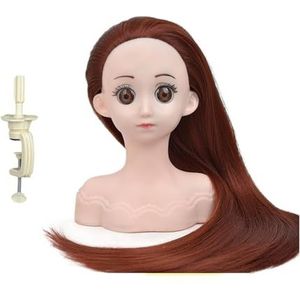 Kinderen hoge temperatuur vezel blond haar mannequin hoofd trainingshoofd for kapsels vlecht kapsel poppenhoofd(Middle Brown)