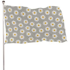 Kleine madeliefje bloem grappige vlaggen banner met messing doorvoertules voor buiten binnen tuin 47x70 inch