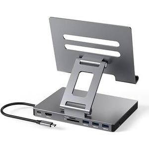 iPad Pro USB C Hub Stand, Adapter for iPad Pro M4 M2 M1 13 12.9 11 Inch iPad Air Docking Station Foldable 4K 60Hz HDMI, PD Charging, SD/TF Card Reader, 3 USB 3.0, 3.5mm Audio, iPad Dock Accessories