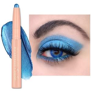 Oulac Vegan 08 Aqua Oogschaduw-stick, blauw metallic afwerking, waterdicht en veegvast, houdt 16 uur, crèmige zijdeachtige textuur, blauw
