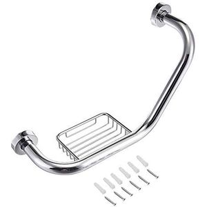 Badkamer Grab Bar Veiligheid Ondersteuning RailGrab Rails Messing Grab Bar Gepolijst Chroom Afgewerkt Wandmontage Gehandicapte Ouderen Leuningen voor Toilet Douche Badkamer met Zeep Mand Bad