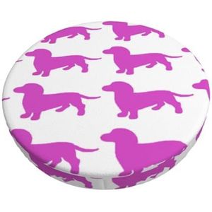 GRatka Hoes voor ronde kruk, hoes voor barstoel, antislip zitkussen voor thuisbar, 30 cm, Weiner Dog Pink Teckel