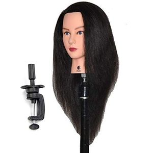 HairZtar 100% Menselijk Haar 24-26 inch Mannequin Hoofd Kapper Training Hoofd Mannequin Cosmetologie Pop Hoofd (AMBER+C)