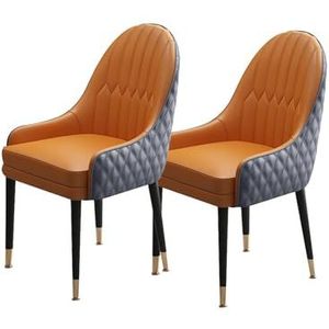Eetkamerstoel, moderne fauteuils met accent, set van 2 microvezelleer, zacht gevoerde zitting met houten poten, make-upstoel