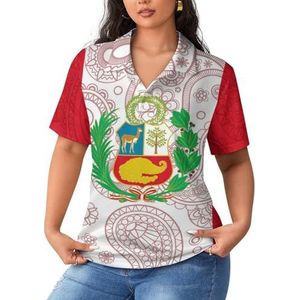 Peruaanse Paisley-vlag dames poloshirts met korte mouwen casual T-shirts met kraag golfshirts sport blouses tops S