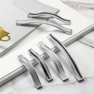 LIANKUOD Zand zilver kristal glas patch lade knoppen aluminium keukenkast deurgrepen meubels handvat hardware 1 stuk (kleur: zilver zwart 128 mm)