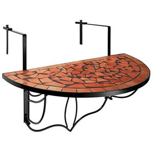 GreenYard Balkontafel Halfrond | 76 x 38 cm | Mediterrane uitstraling | Hangende tafel van keramiek | Draagvermogen van 15 kg | Weerbestendig | Moïekpatroon | balkon en terras