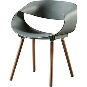 GEIRONV 1 stuks moderne keuken eetkamerstoelen, houten poten rugleuning stoel eetkamerstoelen vrije tijd plastic stoel kantoor vergaderstoel Eetstoelen (Color : Green, Size : 47x50x80cm)
