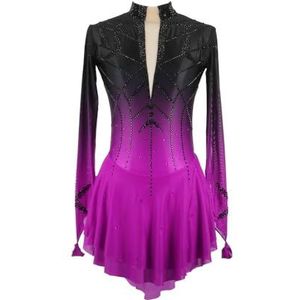 Professionele schaatsenjurken voor meisjes Black Red Halo verven Figuurschaatsenwedstrijd slijtage Strass Damesdans ritmische gymnastiek tap,Purper,11_13Years