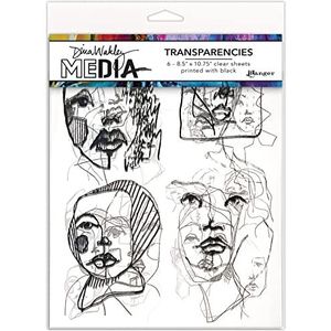 Dina Wakley media Transparancies - Abstract portraits set 2
